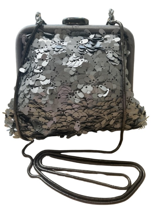 Banana Republic Handbags - Banana Republic Silver Grey Sequin Evening Frame Clutch / Crossbody
Bag
